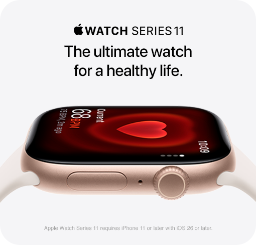 Apple Watch Series 11 in Midnight Aluminum with Always-On Retina display